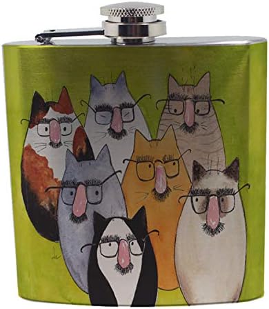 מקרי שמש בעילום שם חתלתולים חתול אמנות על ידי דניס כל נירוסטה משקאות כיס בקבוקון