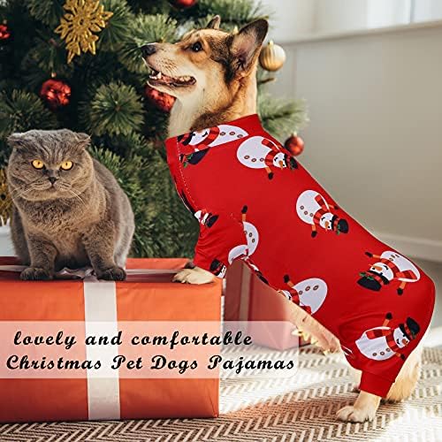 Pedgot 2 חבילה לחג המולד כלבי חיות מחמד פיג'מה בגדים רכים לחיות מחמד לכלבים איש שלג סנטה קלאוס ג'אמי לג'אמי לכלבים קטנים חתולים חתולים פיג'מה מסיבות חג המולד בגדי בית