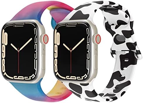 Skylet תואם להקת Apple Watch 38 ממ 40 ממ 41 ממ לגברים בנות, 2 חבילות עניבה חמודה צבע דפוס דו צדדי דו צדדי עבור IWatch Ultra SE סדרה 8 7 6 5 4 3 2 1 לנשים בנות