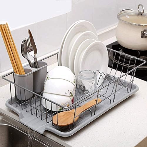 מתלה כלים הניתן להרחבה, מתלה ייבוש גדול של כלים עם מחזיק סכום, מתלה כלים של מדף ניקוז כלים בכיור או על דלפק עם הכלים