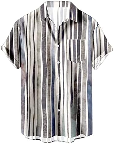2023 פסים חדשים של גברים מקיץ שרוול קצר הוואי הוואי כפתור רגיל כפתור למטה חולצות Mens v Neck T חולצות