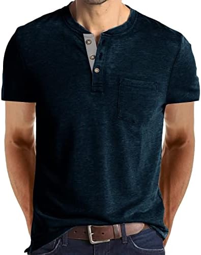 סגאנופ גברים הנלי חולצות שרוול ארוך מזדמנים קל משקל מצויד חולצת טריקו בסיסית עם כיסים