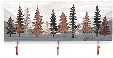 אמנות קיר צללית עץ מתנה עם 3 ווים, אורך 15.8 אינץ '