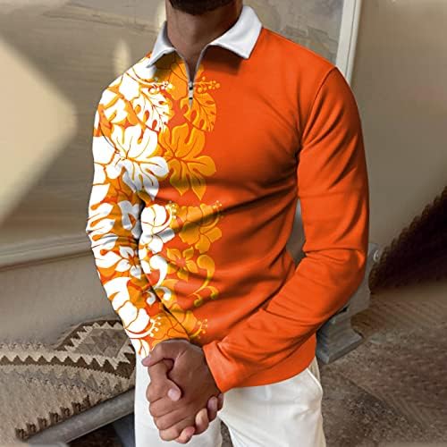 חולצות פולו של XXBR Mens חולצות שרוול ארוך צווארון רוכסן צוואר גולף סתי