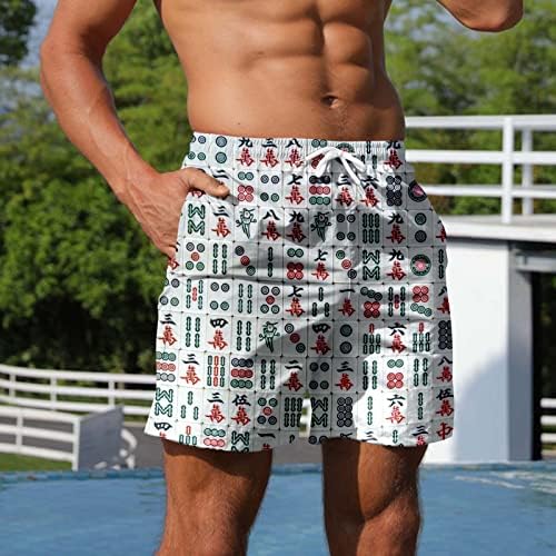 מכנסיים קצרים מזדמנים של XXBR לגברים חידוש חידוש מהג'ונג הדפס חוף הוואי חוף קצר