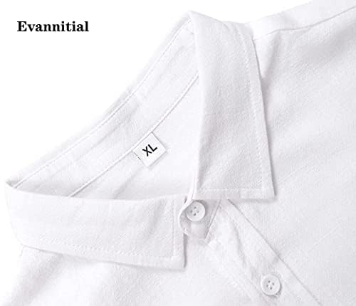 כפתור פשתן גברים evannitial חולצות שרוול קצר כותנה כותנה חולצת חוף קיץ מזדמנים