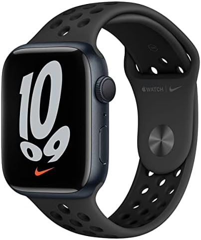 Apple Watch Nike Series 7 מארז אלומיניום חצות עם אנתרציט/להקת ספורט נייקי שחור