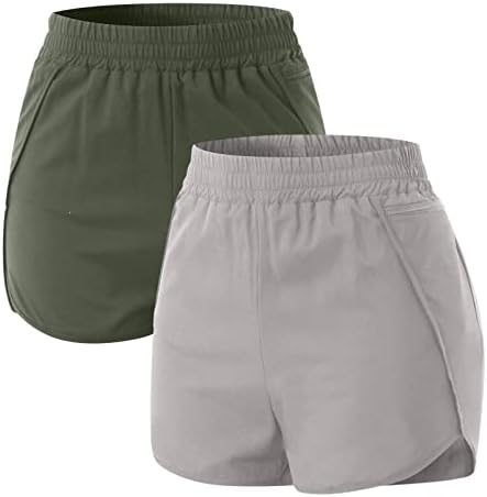 מיאשוי שינה מכנסיים קצרים לנשים נשים 2 יחידות ריצה אימון אלסטי מותניים מכנסיים מכנסיים ספורט כיס נשים מכנסיים קצרים 5