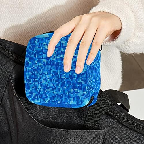 שקית אחסון מפיות סניטרית של Oryuekan, תיקי רוכסן ניידים לשימוש חוזר ונשקי, שקיות אחסון טמפון לנשים, אופנת דפוס פסיפס כחול