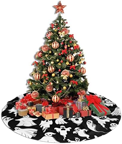 חצאית עץ חג המולד ליל כל הקדושים חצאית עץ קטיפה לחג המולד, 48 אינץ 'תחרה לקישוט חג המולד