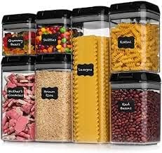 סואנו יבוא 7 חתיכה ברור משלוח פלסטיק אטום מזון מכולות עם קל מנעול מכסים, מושלם עבור מטבח מזווה ארגון ואחסון