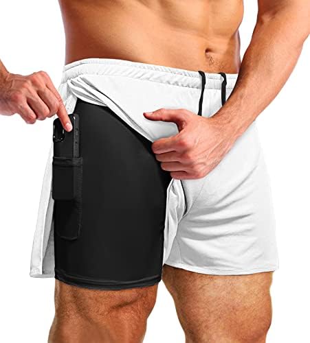 מכנסיים קצרים בגודל 5 אינץ 'לגברים גברים המריצים מכנסיים קצרים עם מכנסי חדר כושר קצרים של אימון אניה עם צדדים מפוצלים גדולים