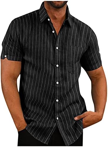 חולצה הוואי לגברים דש קיץ כפתור שרוול קצר מזדמן חולצת פסים לגברים ללבוש חולצת שרוול קצר