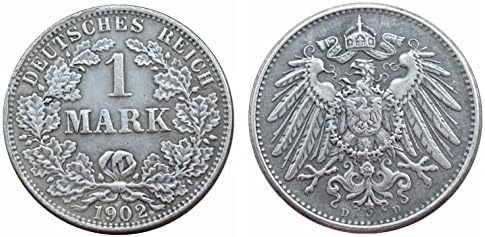 גרמנית 1 מארק 1902 ADEFGJ העתק זר מטבע זיכרון מצופה כסף