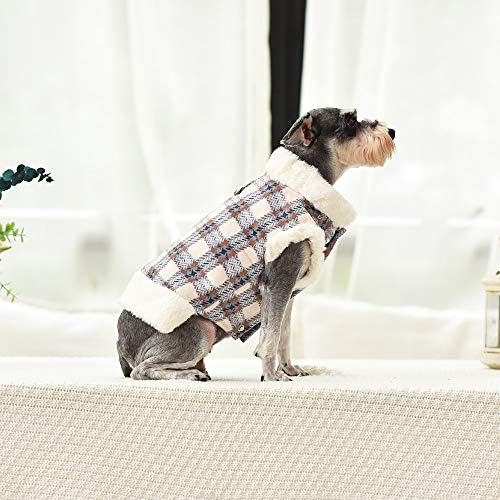 מעיל חיות מחמד של פו פו של Leowow Fauos לבגדי חורף כלבים ז'קט חם אפוד כלבים בסגנון בריטי, כלב שלג-שלג, קטן