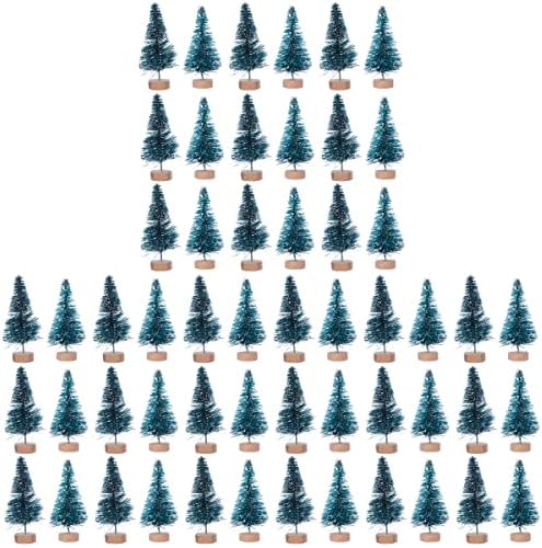 54 מחשבים 6. קישוט לחג המולד של 5 סמ סיסל משי קטן עץ חג המולד עץ עיצוב הבית קישוט לחג המולד DIY (סגנון ירוק כחול