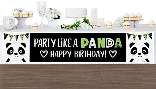 נקודה גדולה של מסיבת אושר כמו דוב פנדה - קישוטי יום הולדת שמח באנר למסיבות