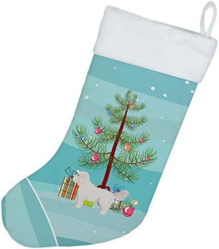 אוצרות קרוליין CK3805CS Bichpoo עץ חג המולד לבן גרב חג המולד, אח תלויה גרביים עונת חג המולד עיצוב חג המולד קישוטים לחג משפחתי,