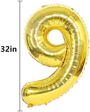 Xlood מספר 95 בלונים 32 אינץ 'בלון דיגיטלי אלפבית 95 בלוני יום הולדת ספרה 95 בלוני הליום בלונים גדולים לציוד למסיבות יום הולדת מקלחת כלות רווקה, מספר זהב 95