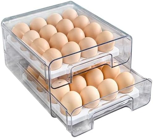 32 רשת ביצת מחזיק עם נשלף מגש מגירת סוג ביצת אחסון תיבת שקוף ביצת אחסון מיכל מקרר, לבן