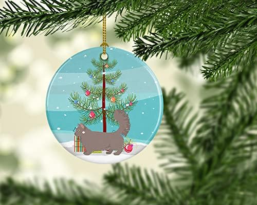אוצרות קרוליין CK4718CO1 Skookum 2 חתול קישוט קרמיקה לחג המולד שמח, קישוטים לעץ חג המולד, קישוט תלוי לחג המולד, חג, מסיבה, מתנה,
