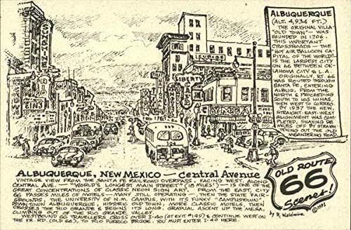 השדרה המרכזית אלבוקרקי, ניו מקסיקו ננומטר המקורי גלוית וינטג