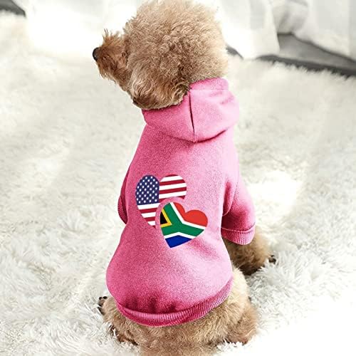 South_AFRICA ארהב דגל קפוצ'ונים בהתאמה אישית של כלבים מחמד רכים כלבים נעימים סוודרים מחמד נושמים עם כובע