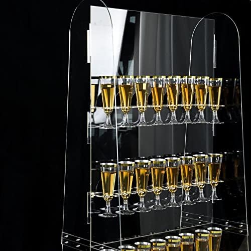 Efavormart 5ft צלול אקריליק 5-שכבתות זכוכית יין מתלה, עמדת קיר מחזיק חליל שמפניה