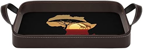ג'ירפה ספארי אפריקאית מגש הגשת עור מגש אלגנטי שולחן אלגנטי מארגן בושם עם ידיות