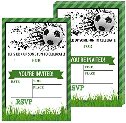 הזמנות למסיבת כדורגל Deoteddedde לבנים, רעיון למסיבת יום הולדת עם כדורגל לילדים, מילוי כרטיסי הזמנות עם מעטפות, חגיגת מסיבות לילדים, ציוד למסיבות ועיצוב