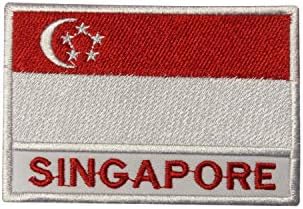 דגל לאומי סינגפור ברזל רקום על תיקון תפירה על אפליקציית תגית לבגדים וכו '