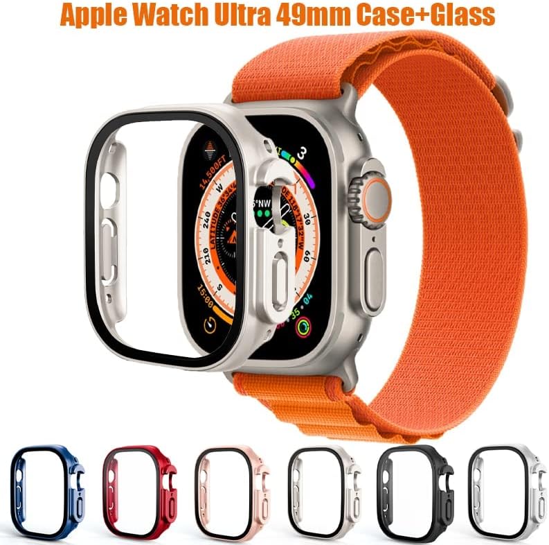 Jwtpro זכוכית+כיסוי למארז Apple Watch 49 ממ פגוש מחוסם