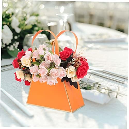 8 יחידות נייד פרח תיבת פרחים כתום מיוחד נייר אריזת מתנה ברור לשאת שקיות